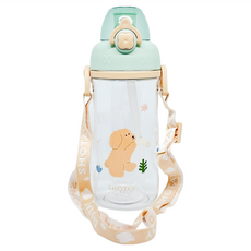 SHOTAY 尚泰 兒童雙蓋/彈蓋直飲水壺, 綠色貴賓狗, 600ml, 1個