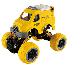 風車圖書 校車 DIY拆裝迴力車 黃色 培養動手能力 安全塑膠材質, 1個