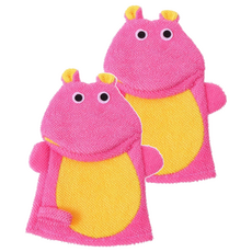 兒童動物搓澡手套, 小河馬 粉色, 1雙, 2雙