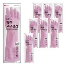 e.Life 橡膠手套 8雙, 大(L), 粉色