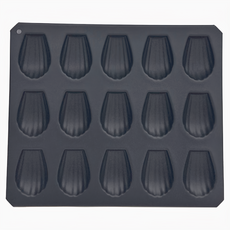Cakeland 矽立康15連式瑪德蓮貝殼蛋糕烤模 (黑色), 26.9 x 22.8 x 1.3cm, 1個