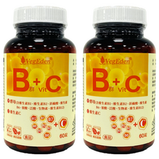 VegEden 蔬食伊甸園 酵母B群 + 維生素C錠，補充每日營養所需, 490mg, 60顆, 2罐