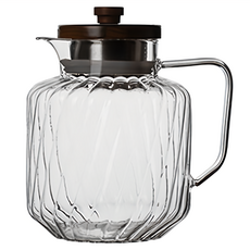 FOREVER 高硼硅耐熱玻璃水壺, 斜紋 透明壺身 + 黑色蓋, 1.5L, 1個