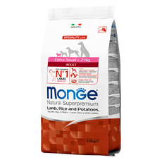 MonGe 瑪恩吉 1歲以上迷你成犬配方 天然呵護 乾飼料, 羊肉 + 米 + 馬鈴薯, 2.5kg, 1袋