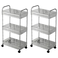 FAmILyLIFE 生活 輕奢鑽紋附輪夾縫置物架 3層 基本款, A-204, 2組