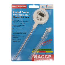 Blue Gizmo 電子防水溫度計 BG363 數位顯示 耐用 探針式設計, 1支