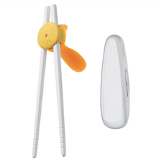 Combi 康貝 優質學習筷子組 含盒, 階段式訓練, 左右手可用, 耐熱140°C, 橘色, 1組