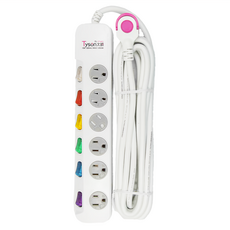 Tyson 太順電業 7切6座3P延長線, 額定電壓125VAC, 最大650W, 4.5m, 白色, 1個