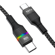 TOTU 拓途 征程系列 PD編織快充線 USB-C TO Type-C 60W/6A Max 150cm, 黑色, 1條