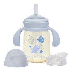 MARCUS&MARCUS PPSU 2合1訓練水杯組, 藍色, 180ml, 1組