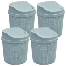 百貨King 麻布紋圓形桌上垃圾桶 16.5 x 13.5cm 4個, 藍色