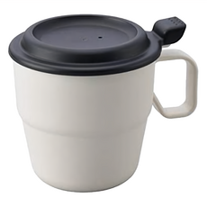 INOMATA 塑膠帶蓋式咖啡杯 日本製 白色 360ml 帶把手設計 保溫防塵, 1個