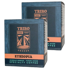 TRIBO COFFEE 衣索比亞 西達摩 濾掛式咖啡, 淺焙, 葡萄柚/花香/香草風味, 精品級阿拉比卡咖啡豆, 11g, 10包, 2盒