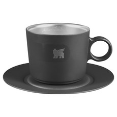 STANLEY The DayBreak 晨光時刻 雙層不鏽鋼卡布奇諾咖啡杯盤組 192ml 304食品級不鏽鋼 不含BPA, 消光黑, 1組