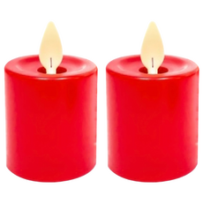 UP101 7日充電式仿真電子蠟燭 2入, LED燈 無火安全環保仿真蠟燭, USB充電, 紅色