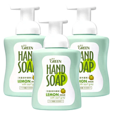 GREEN 綠的 植物系潔手慕斯 檸檬伯爵, 含植物水嫩成分 更環保省水, 300ml, 3瓶