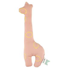 trixie 有機棉長頸鹿搖鈴 可愛長頸鹿造型 促進視覺認知 色彩柔和 抓握/晃動/啃咬安撫 刺激感官發展 晃動發出聲響, 甜心檸檬, 1個