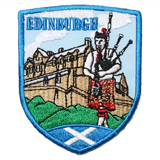 A-ONE 匯旺 英國 愛丁堡 蘇格蘭笛 蘇格蘭裙 地標造型刺繡, 尺寸約 7.5 X 6 CM, 台灣製, NO.175, 1個