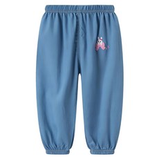 兒童款冰絲牛仔褲, 兔子刺繡, 身長90cm 體重13kg, 深藍