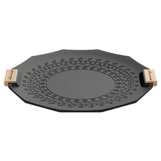 好玩旅物 電磁爐適用 六角形麥飯石不沾鍋露營烤盤 附收納袋 40cm 黑色, 1個