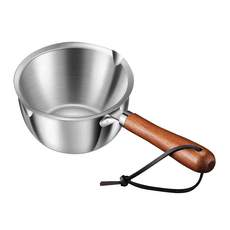 304不鏽鋼潑油牛奶鍋, 300ml容量, 木柄, 1個