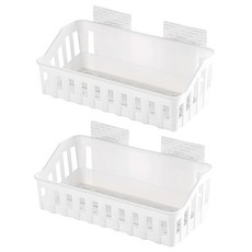 RIVER-GREEN 無痕黏貼式置物架, 27 x 11 x 9cm, 白色, 2個