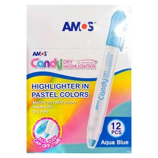 AMOS 阿摩司 Candy 果凍螢光筆 柔和粉彩色系, 馬卡藍, 12支