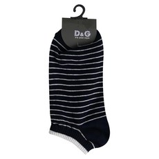 D&G 舒適條紋女踝襪 6雙入, 22~25cm, 黑色