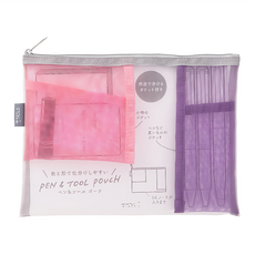 日本 MIDORI 網眼分隔收納袋 文具用品袋, 1個, 粉色