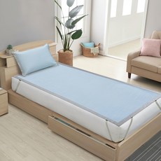 Cotton Field 棉花田傢飾 涼感紗冰絲床蓆, 涼感墊 + 枕套, 藍格紋