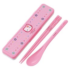 Skater 銀離子兒童餐具組, 筷子 + 湯匙 + 收納盒, Kitty, 1套