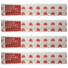 SHIMOYAMA 愛心滑扣夾鏈密封PE保鮮袋 收納袋, 大, 20入, 4盒