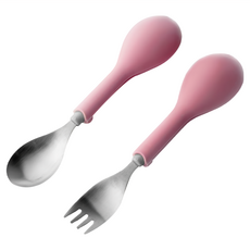 FlipGo 翻滾吧湯叉組, 304不鏽鋼兒童餐具, 氣質粉, 1組