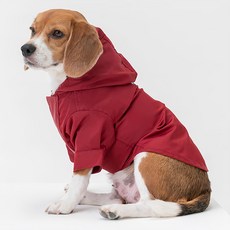 PEHOM 可調節式防潑水魔鬼氈寵物雨衣(酒紅色)L, 防風保暖，舒適透氣，附牽繩孔