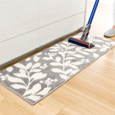 OKA PLYS base綠植印花毛絨止滑廚房地墊 壓克力纖維, 灰白色, 120 x 45cm