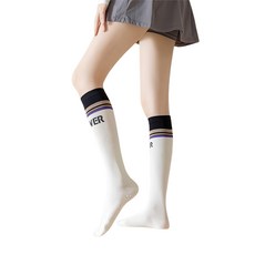 PORA BELLA 提花字母女款運動壓力襪, 白色, 1雙