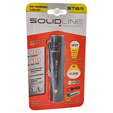 SOLIDLINE ST6R 充電型手電筒 900流明 40小時運行時間 IP54防塵防水 航空鋁合金材質, 1個