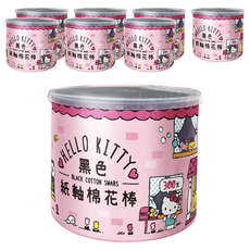 Aguchi 亞古奇 Hello Kitty 黑色紙軸棉花棒 300支, 8罐
