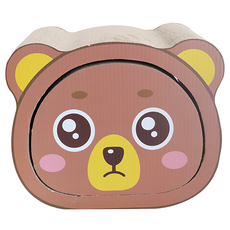 卡通熊頭造型瓦楞貓抓板, 1個, 棕色