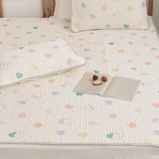 BUHO 布歐 沁透涼爽可水洗抗菌乳膠涼墊枕套3件組, 涼感墊 + 枕套 2個, 蹦蹦兔寶 多色