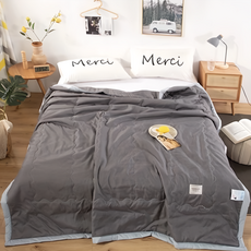 日系舒柔棉涼被 純色 鋪棉兩用被 加大 精選斜紋水洗棉面料, 古典灰, 230 x 200cm