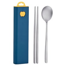 川本之家 鈦進化餐具3件組 JA-SH3, 1套, 筷子 + 湯匙 + 收納盒, 藍色