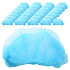 透氣工作防塵廚師帽 護髮浴帽 安全帽頭套內襯 手術網帽 19吋 雙筋, 藍色, 300個