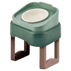 Pets Family 寵物架高陶瓷碗2件, 1套, 綠色