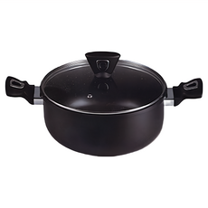 里奇 IH湯鍋 附玻璃蓋, 37cm, 1個, Black