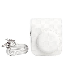 拍立得ins風小清新復古相機收納包 mini12適用 白色格紋, 單一商品, 1個