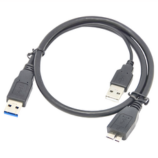 UniSync 一對二 Micro USB3.0 高速隨身硬碟資料傳輸線 1M, 1個, 黑/藍