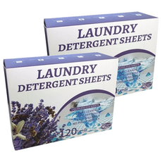 REQIR 酵素濃縮洗衣泡泡紙 薰衣草香, 無磷環保中性洗衣精 PH6.8, 120片/盒, 2盒