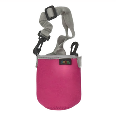 PUKU 藍色企鵝 揹帶水杯套 彈性布材質不易變形 適用水壺杯底直徑7cm 大約250-600ML, 桃紅色, 1個
