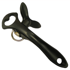 MODCON 摩肯 輕鬆旋轉開罐開瓶器 兩用款 省力 無尖銳開口, 黑色, 1個